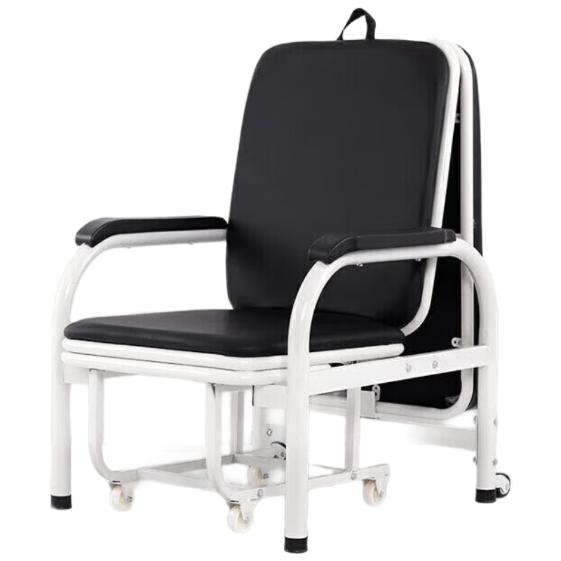 戴劲护理椅多功能两用诊所椅输液陪护折叠床 折叠床护理椅-黑色组装款