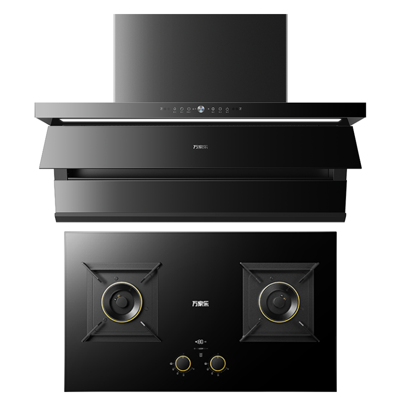 万家乐 抽油烟机 烟灶套装 28.5立方大风量挥手智控纳米暴风洗油烟机灶具套装K9R2+AY9天然气