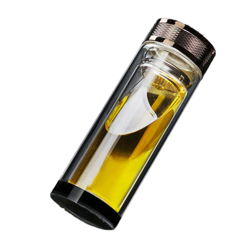 松道 双层茶水分离耐高温玻璃杯 300ml