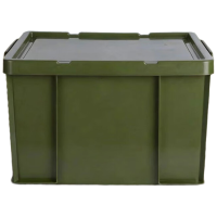 锦北塑料储物箱加厚收纳箱塑料整理箱带盖新军绿色520*380*320mm