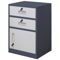 锦北铁皮文件柜矮柜办公室储物柜档案资料柜桌下抽屉柜灰白二斗