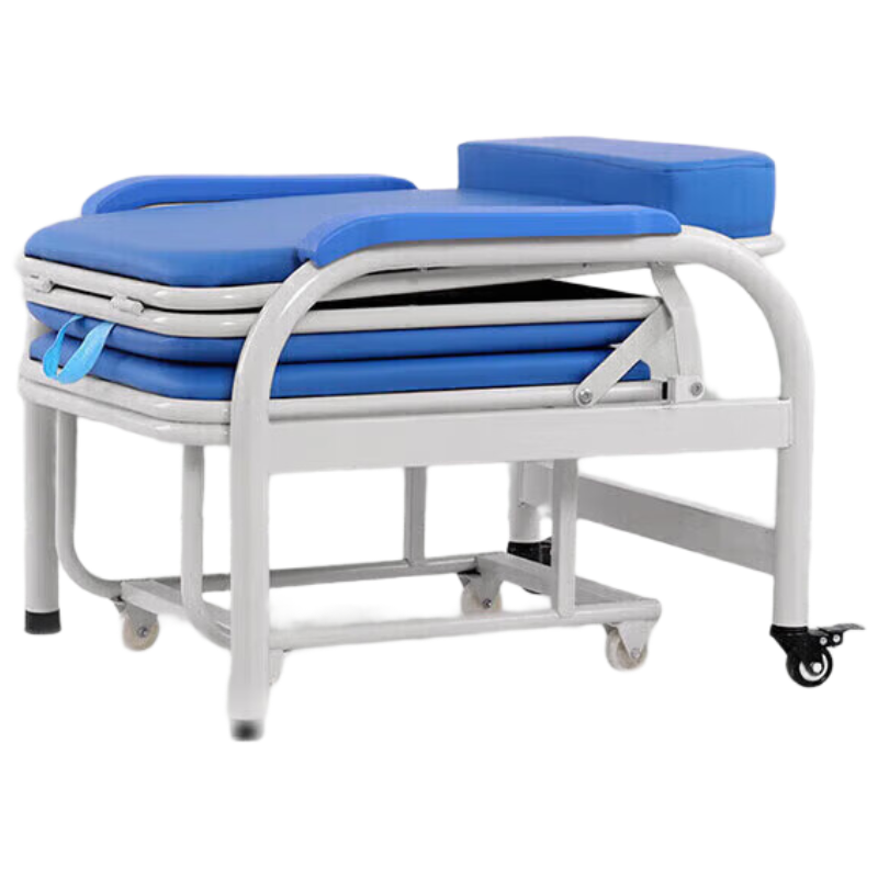 晋舰护理椅多功能两用诊所椅输液陪护折叠床 折叠床护理椅-蓝白免安装
