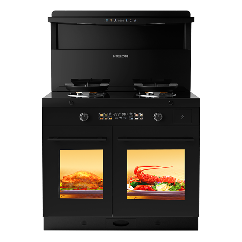美大(MEIDA)X90-MAX(913ZZK)蒸烤分腔集成灶 挥手智控+语音 变频恒温置物台 烟灶套装