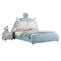 欧梵森创意童趣敖丙儿童床男孩女孩卡通软包床现代简约卧室真皮床储物实木单双人床