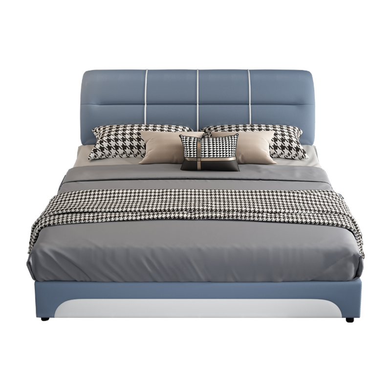 意式轻奢真皮床主卧室现代简约双人床小户型储物床家用软包大婚床