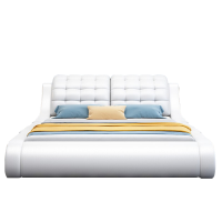 轻奢真皮床现代简约主卧室床高端大气网红双人大床高级极简皮艺床