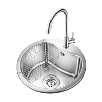 欧琳(OULIN)吧台岛台水槽单槽圆形304不锈钢309水槽 外直径430mm
