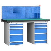 晋舰重型防静电工作台操作台车间多功能钳工维修桌1.8米双四抽+单挂板