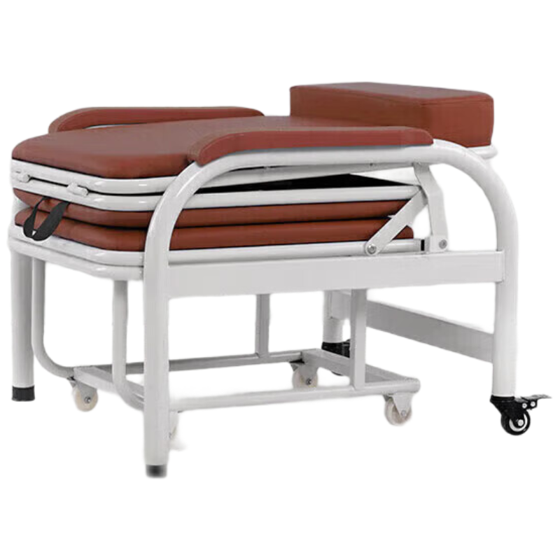 晋舰护理椅多功能两用诊所椅输液陪护折叠床 折叠床护理椅-棕白免安装
