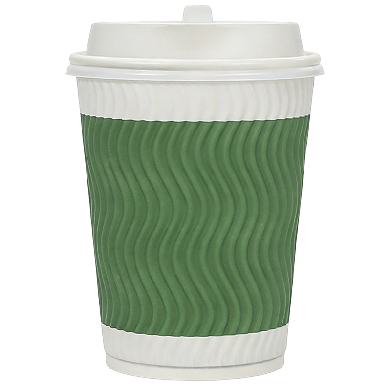 山之只 绿色瓦楞杯 含盖300ml 个