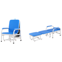 锦北护理椅多功能两用诊所椅输液陪护折叠床 折叠床护理椅-蓝色组装款