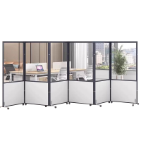 苏宁 质凡 办公室可移动活动挡板折叠屏风隔断(透明亚克力)/ZF-GD023/1.0米宽*1.8米高