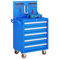 锦北汽修工具车移动工具柜多功能工具箱 旗舰[蓝色]五抽工具车+挂板