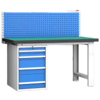 戴劲重型防静电工作台操作台钳工台车间检验台1.5米固定四抽+单挂板