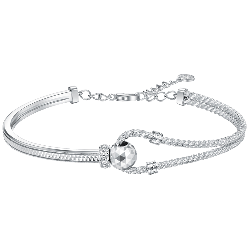 周大福ING KNOT诺系列大克重铂金手镯PT163647女友礼物