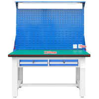 戴劲重型防静电工作台操作台车间多功能钳工维修桌1.2米横二抽+双挂板