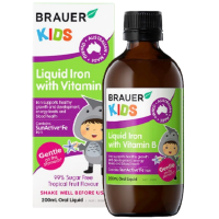 Brauer蓓澳儿铁+维生素B族口服液适合0月+宝宝 200ml 活性叶酸补贴铁三角 面色红润 无糖水果味