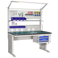 锦北防静电工作台车间流水线操作台带灯工具桌1.8长950挂板+抽屉+套餐