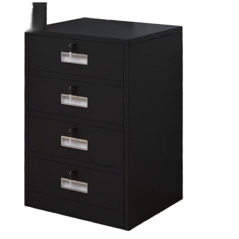 戴劲铁皮文件柜矮柜办公室储物柜档案资料柜桌下抽屉柜黑色四斗