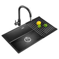 欧琳水槽9115H/9117H大单槽厨房洗菜盆枪灰手工槽纳米不锈钢大内径台下盆 2mm面板窄边平边槽体外宽428mm