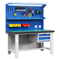 晋舰重型防静电工作台操作台车间多功能钳工维修桌1.5米吊二抽+双挂板