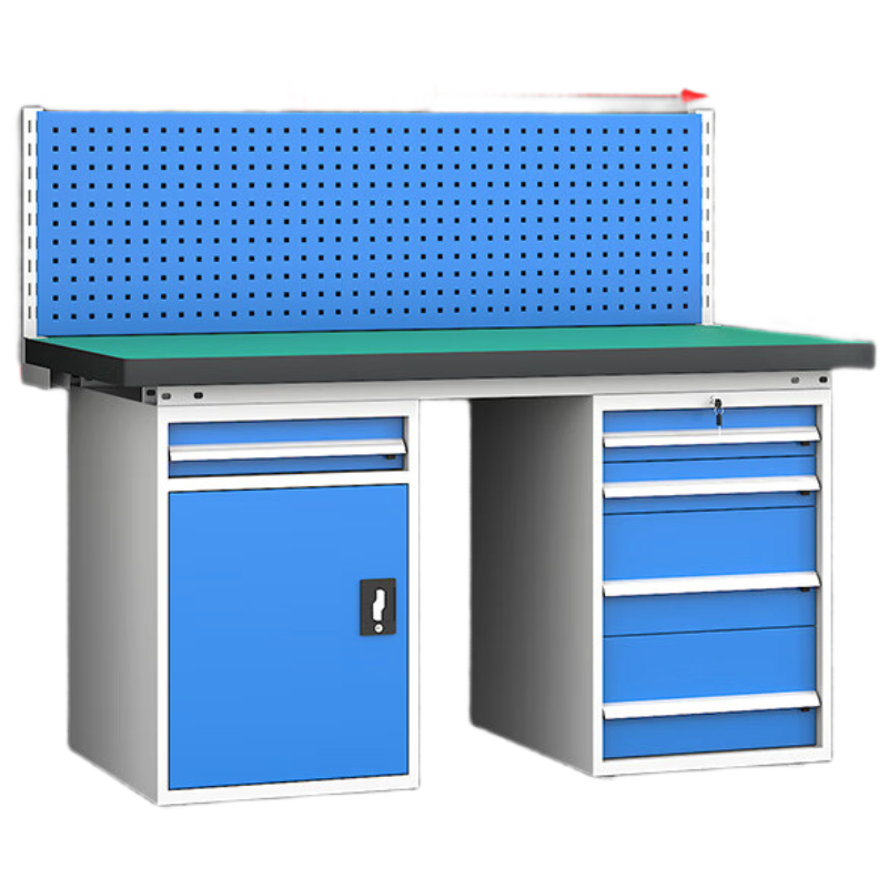 戴劲重型防静电工作台操作台钳工台多功能检验台1.5米五抽一门+单挂板