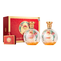 泸州老窖白酒500ml*2瓶52度浓香型雁塔祈福福运双禧款礼盒装525146-2