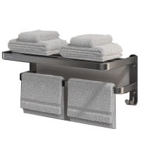 九牧(JOMOO)浴室免打孔毛巾架挂件置物架枪灰色太空铝93011系列9301112/9301109