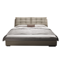 意式真皮床轻奢现代简约双人床主卧室小户型储物床家用软包婚床