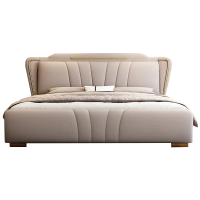 意式真皮床轻奢主卧室现代简约双人床家用大床网红小户型储物婚床