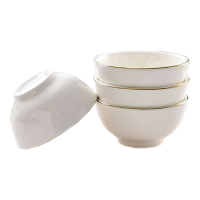 橙亿鸿 陶瓷饭碗 金边直口碗 4.5英寸/个