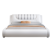 意式真皮床轻奢现代简约主卧室双人床小户型榻榻米储物床软包婚床