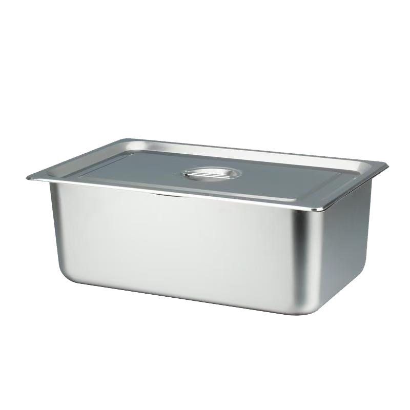 橙亿鸿 不锈钢份数盆配盖子 食堂自助长方盒带盖方盆 菜盆 1/2 32.5*26.5*15cm/个