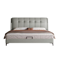 真皮床现代简约轻奢新款双人床1.5米1.8米大床主卧婚床意式皮艺床