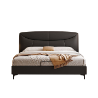 意式真皮床轻奢现代简约双人床主卧小户型实木储物床家用婚床