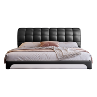 意式极简真皮床轻奢现代简约主卧室双人床家用软包储物床榻榻米床