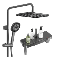 九牧(JOMOO)淋浴花洒套装贴墙大置物钢琴键浴室喷头淋浴器增压喷枪淋雨花洒 [钢琴键增压花洒]36677枪灰