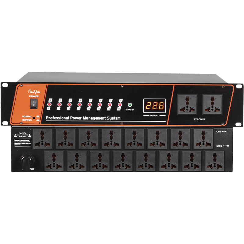 润普Runpu会议音频扩声系统专业16路电源时序器RP-XDS16