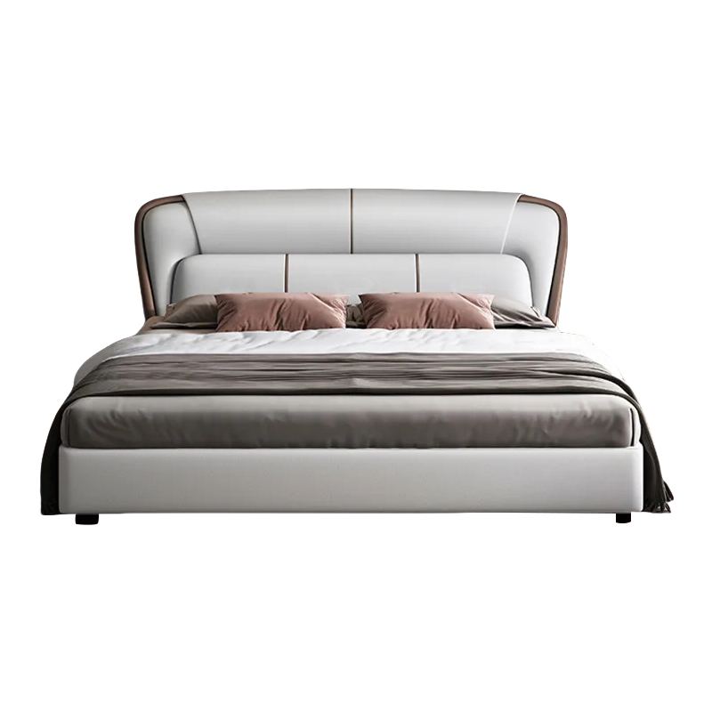 意式真皮床现代简约轻奢双人床主卧1.5米8储物床软包家用实木大婚床