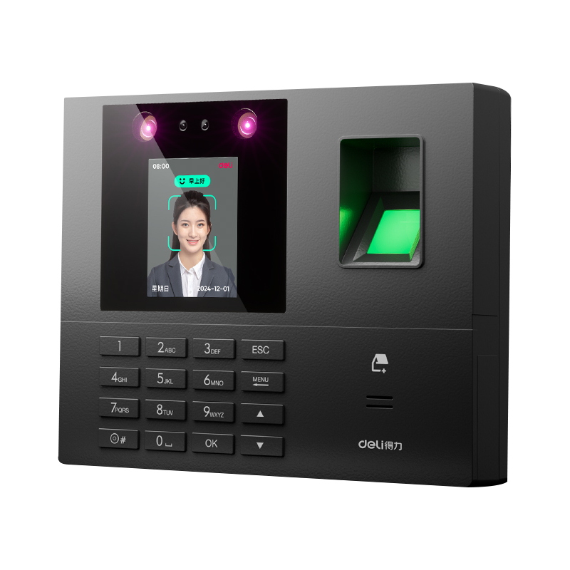 得力34521CS智能云考勤机 掌静脉人脸指纹考勤机 黑色 单位/台