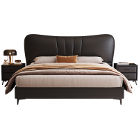 意式极简真皮床轻奢现代简约双人床主卧室实木储物床家用软包婚床