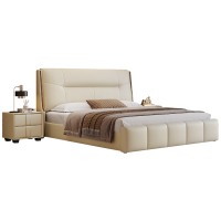 真皮床现代简约高端双人床意式轻奢主卧大床皮艺床软包床储物婚床