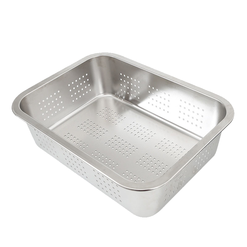 橙亿鸿 不锈钢冲孔方盆 沥水洗菜筐 45*35*20cm/个