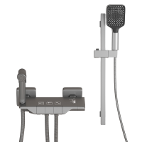 枪灰色淋浴花洒套装家用卫浴精铜简易分体式卫生间浴室增压沐浴器