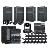 润普Runpu会议音视频扩声套装 有线手拉手麦克风套装+音响+调音台+音频处理器+机柜线材RP-YXKSD880