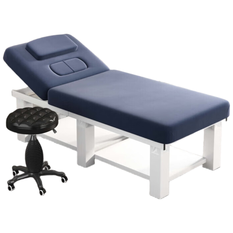 晋舰美容床家用采耳按摩床中医推拿床理疗床含胸洞190*80cm含凳蓝色