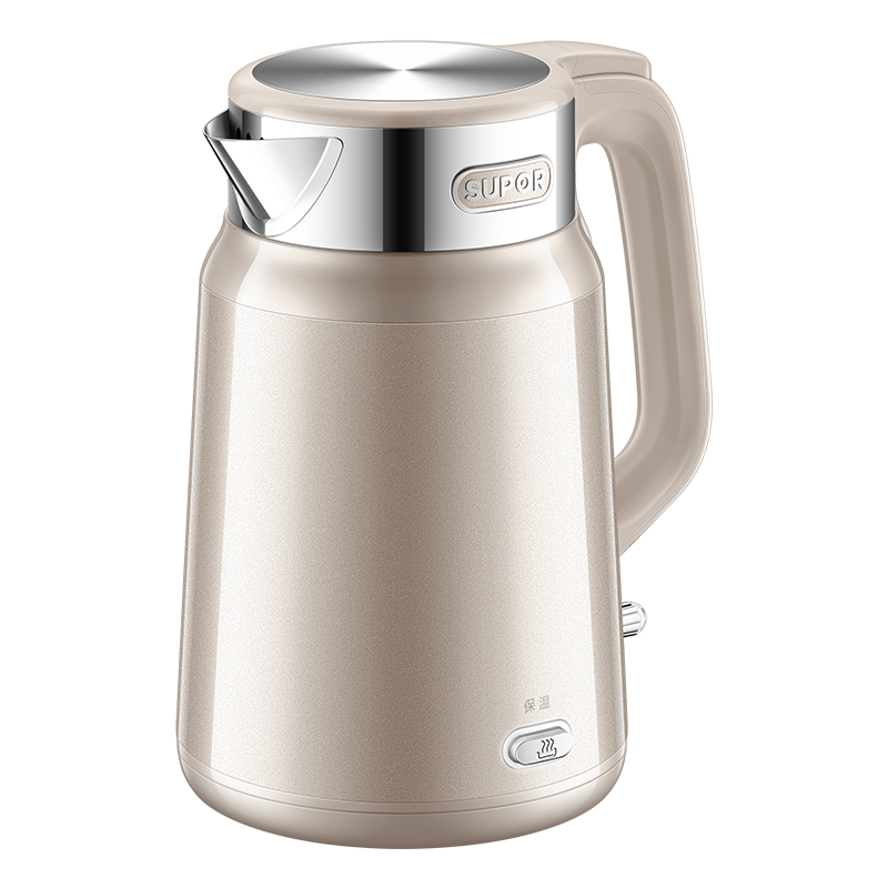 苏泊尔SUPOR智能底盘加热电水壶2.0L保温功能混合色系4-6人用不锈钢