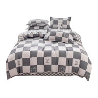 优福安达CP2024002 加厚磨毛床品套件 灰格熊 套