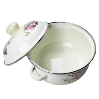 妙简乐 双耳搪瓷带盖汤锅 22cm 个