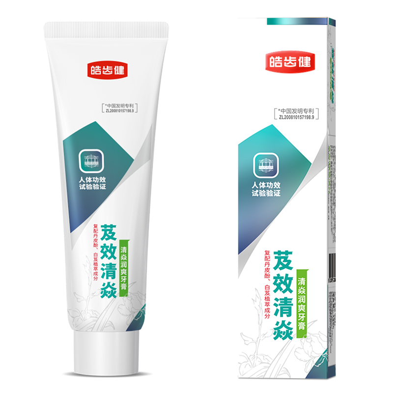 皓齿健 芨效清焱 清焱润爽 绿茶薄荷 190克 牙膏 (计价单位:支) 白色